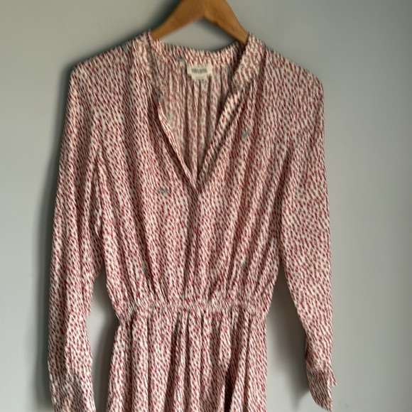 ZADIG & VOLTAIRE Rinka Heart-print Dress In Red Silk Small - Picture 6 of 14